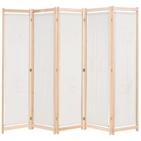 ARDEBO.de - 5-teiliger Raumteiler Creme 200 x 170 x 4 cm Stoff 