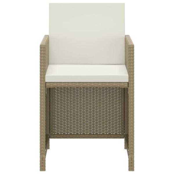 3-tlg. Garten-Essgruppe mit Kissen Poly Rattan Beige