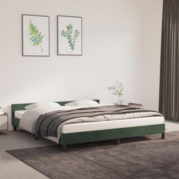 ARDEBO.de - Bettgestell mit Kopfteil Dunkelgrün 180x200 cm Samt