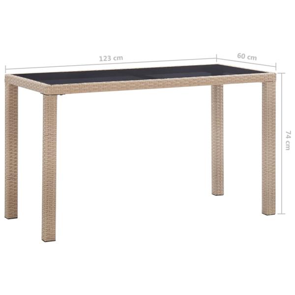 ARDEBO.de - Gartentisch Beige 123 x 60 x 74 cm Poly Rattan