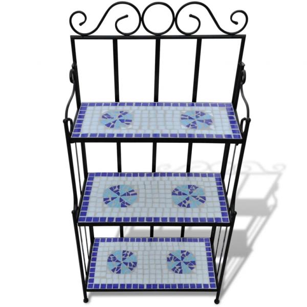 ARDEBO.de - Pflanzenständer Mosaik Blau und Weiß