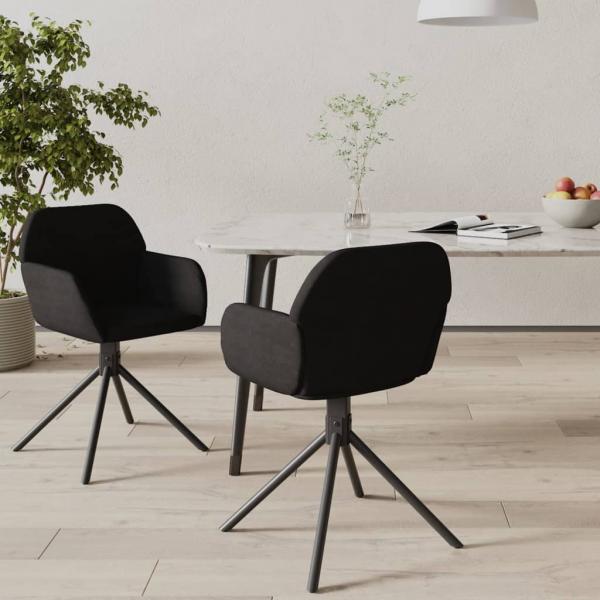 ARDEBO.de - Esszimmerstühle 2 Stk. Drehbar Schwarz Samt
