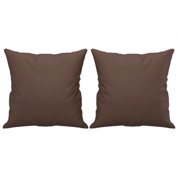 Zierkissen 2 Stk. Braun 40x40 cm Kunstleder