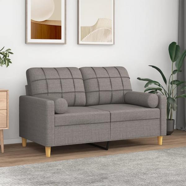 ARDEBO.de - 2-Sitzer-Sofa mit Zierkissen Taupe 120 cm Stoff