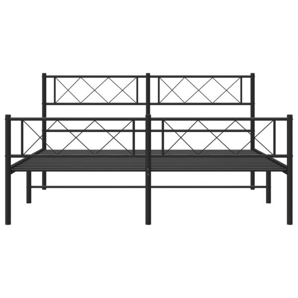 Bettgestell mit Kopf- und Fußteil Metall Schwarz 140x190 cm