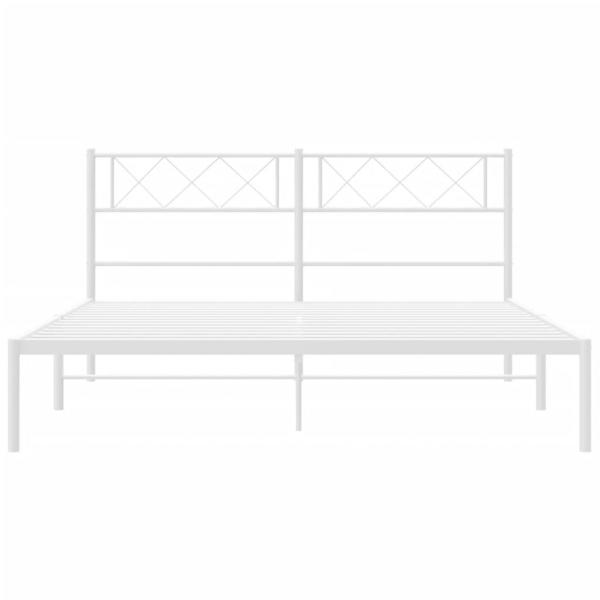 Bettgestell mit Kopfteil Metall Weiß 120x190 cm