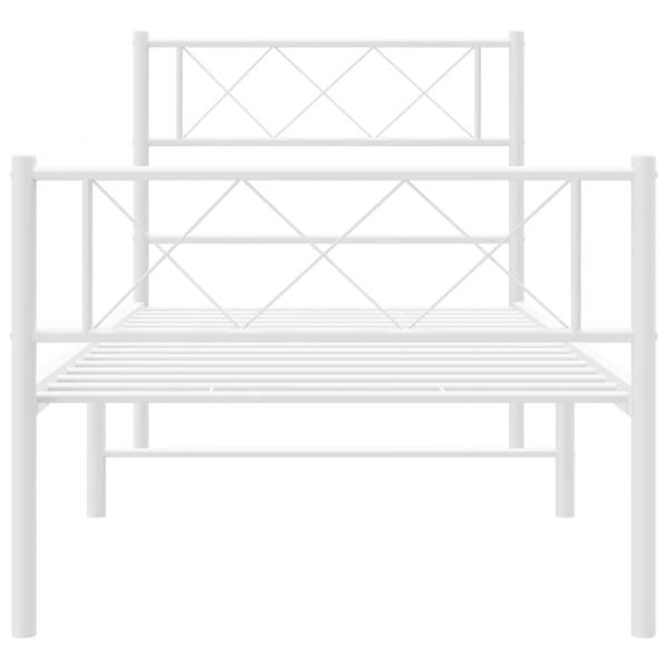 Bettgestell mit Kopf- und Fußteil Metall Weiß 90x190 cm