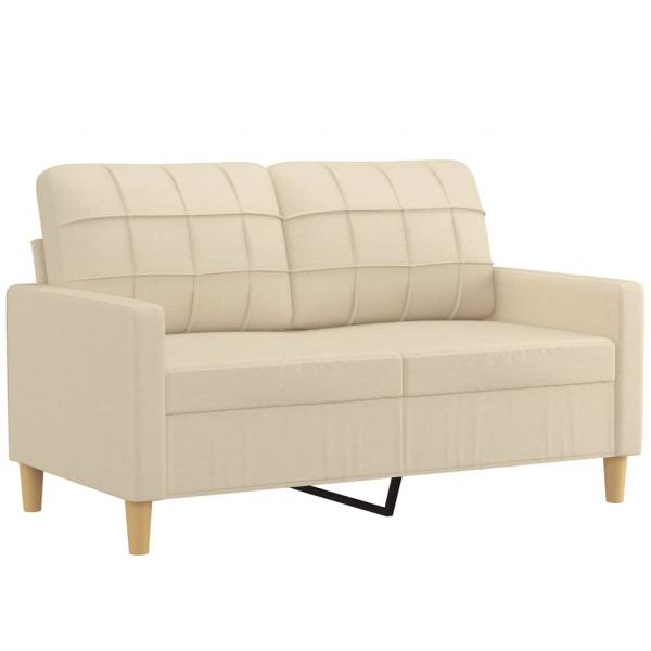 3-tlg. Sofagarnitur mit Kissen Creme Stoff