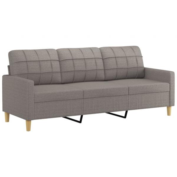 2-tlg. Sofagarnitur mit Kissen Taupe Stoff