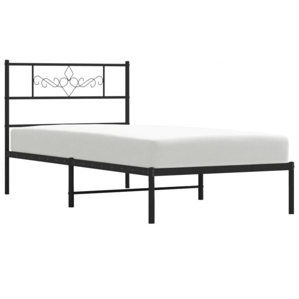 ARDEBO.de - Bettgestell mit Kopfteil Metall Schwarz 107x203 cm