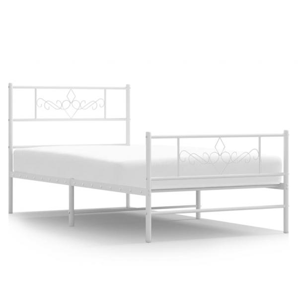 Bettgestell mit Kopf- und Fußteil Metall Weiß 100x200 cm