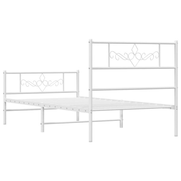 Bettgestell mit Kopf- und Fußteil Metall Weiß 100x200 cm
