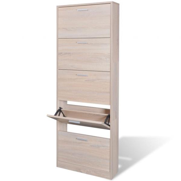 ARDEBO.de - Schuhschrank mit 5 Schuhkippern Holz Eichen-Optik