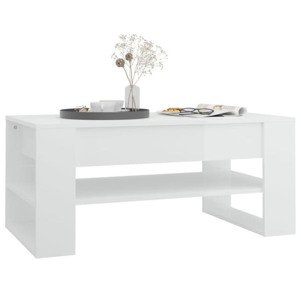 ARDEBO.de - Couchtisch Hochglanz-Weiß 102x55x45 cm Holzwerkstoff