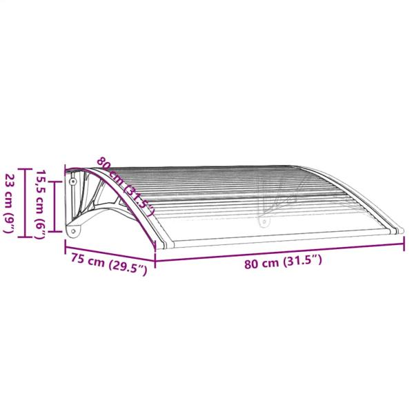 Türvordach Schwarz 80x75 cm Polycarbonat