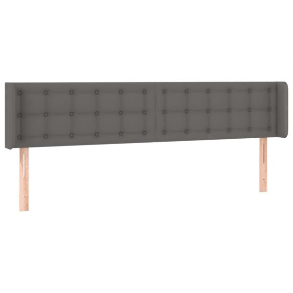 Kopfteil mit Ohren Grau 203x16x78/88 cm Kunstleder