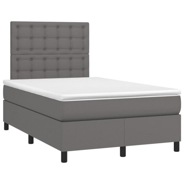 Boxspringbett mit Matratze Grau 120x200 cm Kunstleder