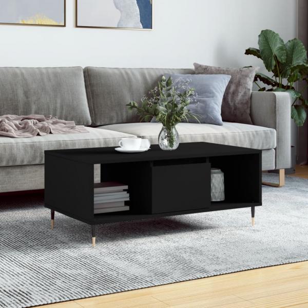 ARDEBO.de - Couchtisch Schwarz 90x50x36,5 cm Holzwerkstoff