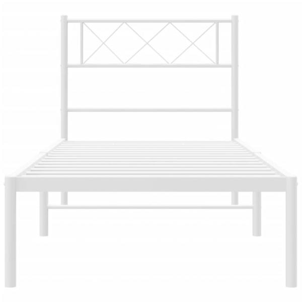 Bettgestell mit Kopfteil Metall Weiß 100x200 cm