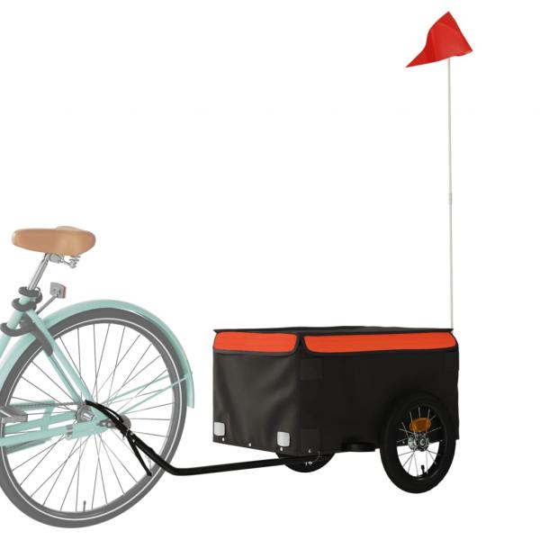 Fahrradanhänger Schwarz und Orange 30 kg Eisen