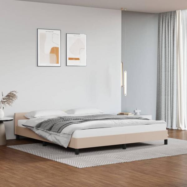 ARDEBO.de - Bettgestell mit Kopfteil Cappuccino-Braun 180x200 cm Kunstleder