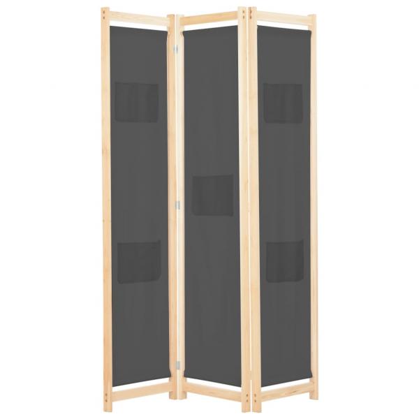 ARDEBO.de - 3-teiliger Raumteiler Grau 120 x 170 x 4 cm Stoff