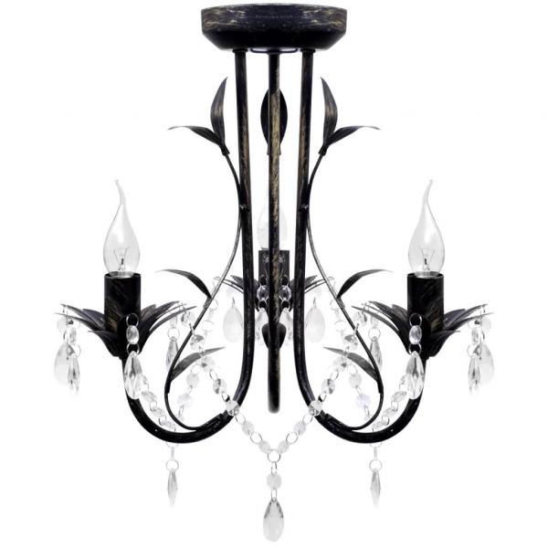 ARDEBO.de - Decknlampe Art Novau mit Kristallperlen 3 x E14
