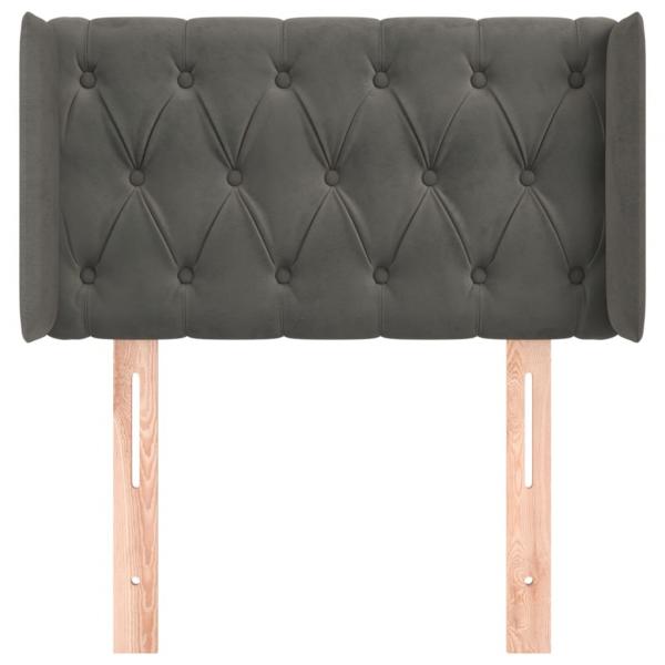 Kopfteil mit Ohren Dunkelgrau 83x16x78/88 cm Samt
