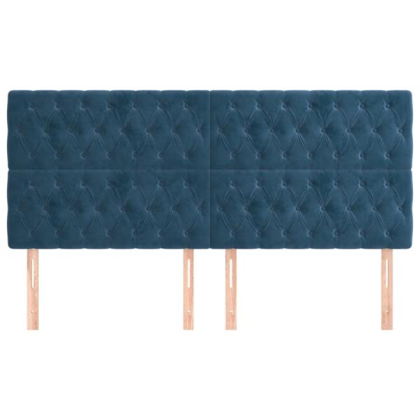 Kopfteile 4 Stk. Dunkelblau 90x7x78/88 cm Samt