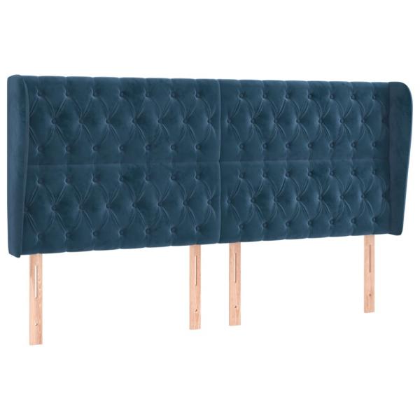 Kopfteil mit Ohren Dunkelblau 183x23x118/128 cm Samt