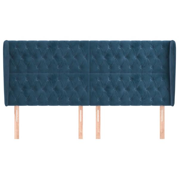 Kopfteil mit Ohren Dunkelblau 183x23x118/128 cm Samt