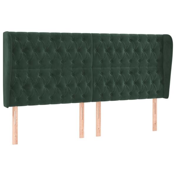 Kopfteil mit Ohren Dunkelgrün 203x23x118/128 cm Samt