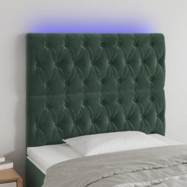 ARDEBO.de - LED Kopfteil Dunkelgrün 100x7x118/128 cm Samt