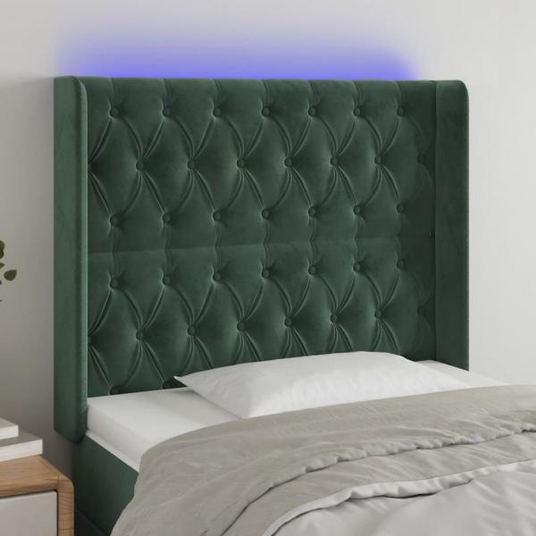ARDEBO.de - LED Kopfteil Dunkelgrün 103x16x118/128 cm Samt