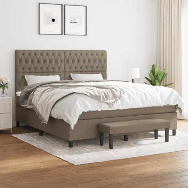 ARDEBO.de - Boxspringbett mit Matratze Taupe 180x200 cm Stoff