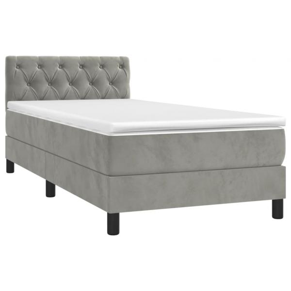 Boxspringbett mit Matratze Hellgrau 80x200 cm Samt