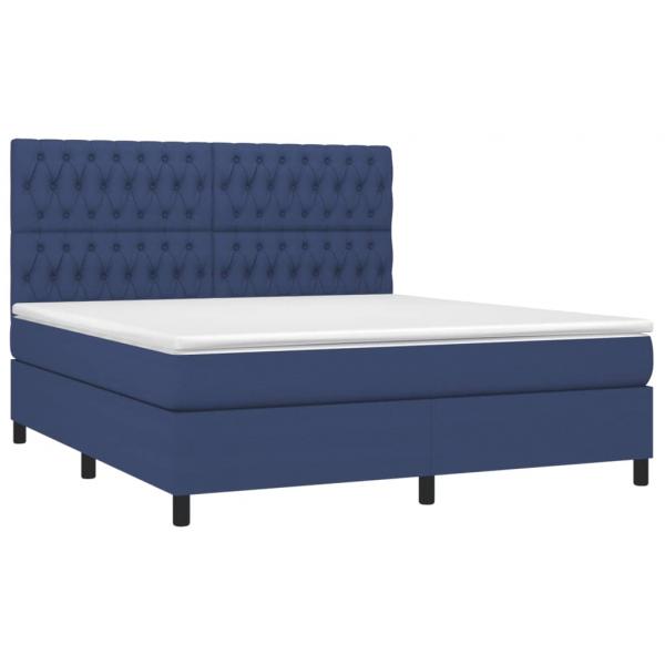 Boxspringbett mit Matratze Blau 180x200 cm Stoff