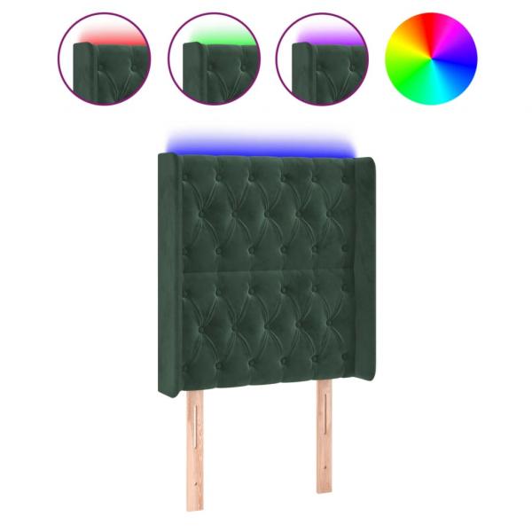 LED Kopfteil Dunkelgrün 83x16x118/128 cm Samt