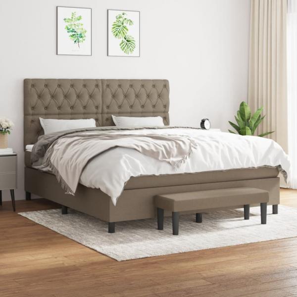 ARDEBO.de - Boxspringbett mit Matratze Taupe 160x200 cm Stoff