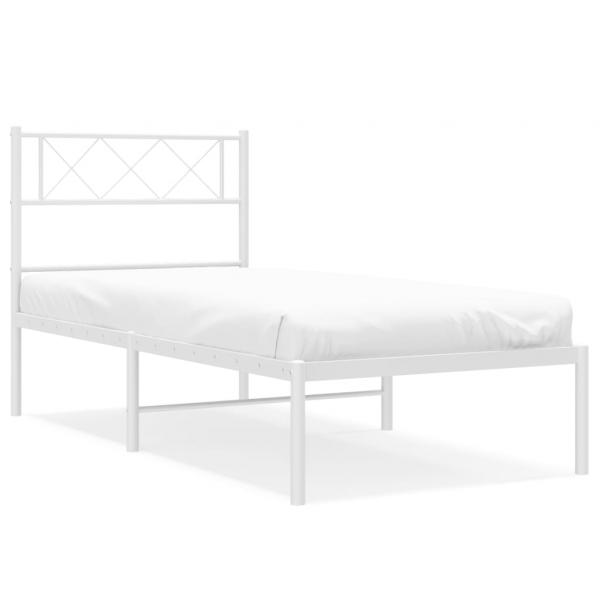 Bettgestell mit Kopfteil Metall Weiß 107x203 cm