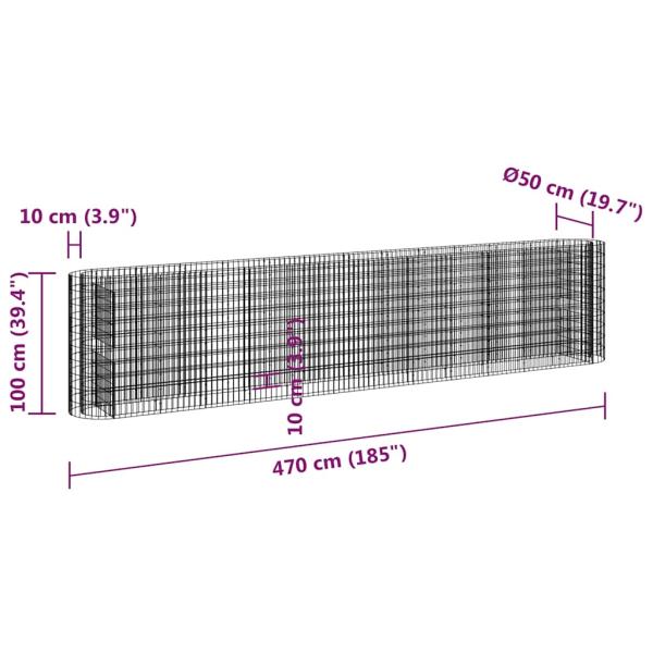 Gabionen-Hochbeet Verzinktes Eisen 470x50x100 cm