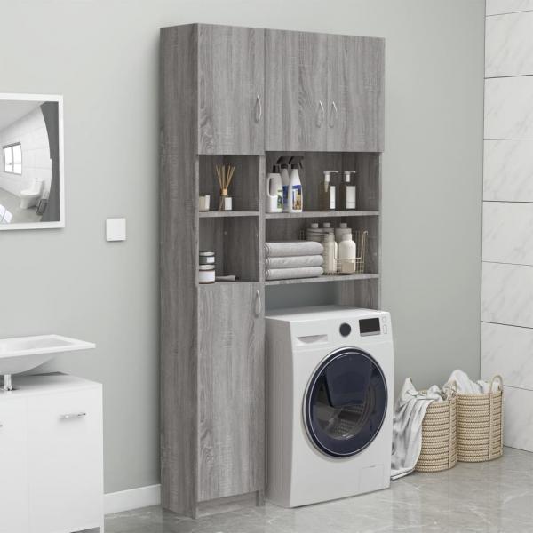 Badezimmerschrank Grau Sonoma 32x25,5x190 cm Holzwerkstoff