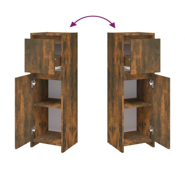 Badezimmerschrank Räuchereiche 30x30x95 cm Holzwerkstoff