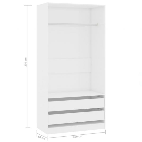 Kleiderschrank Hochglanz-Weiß 100x50x200 cm Holzwerkstoff