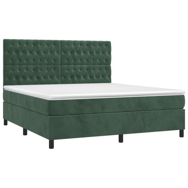 Boxspringbett mit Matratze & LED Dunkelgrün 180x200 cm Samt