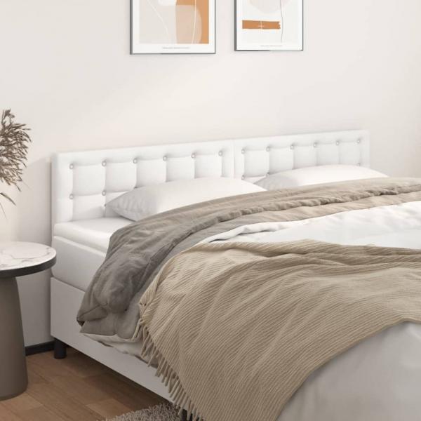 ARDEBO.de - Kopfteile 2 Stk. Weiß 90x5x78/88 cm Kunstleder