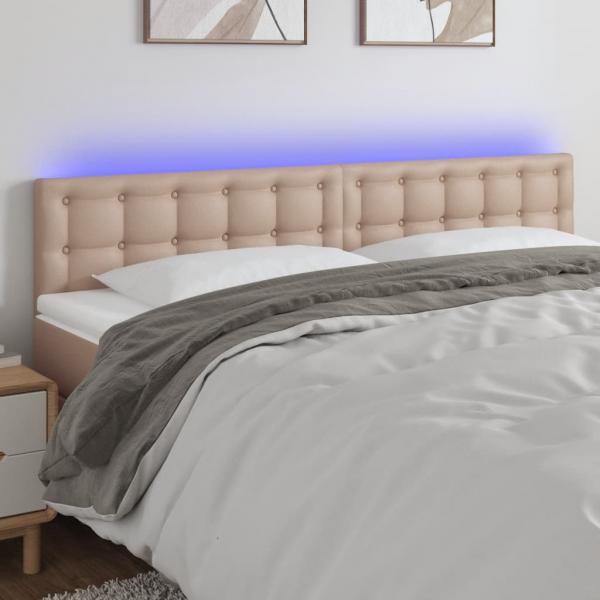 ARDEBO.de - LED Kopfteil Cappuccino-Braun 180x5x78/88 cm Kunstleder