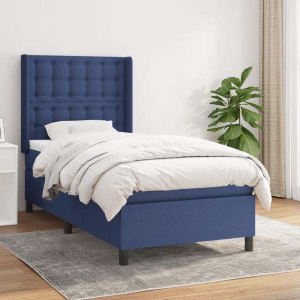 ARDEBO.de - Boxspringbett mit Matratze Blau 90x190 cm Stoff