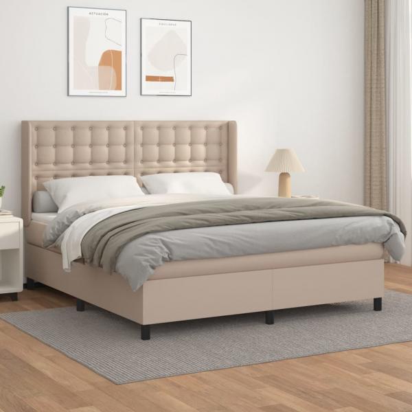 ARDEBO.de - Boxspringbett Matratze Cappuccino-Braun 180x200 cm Kunstleder
