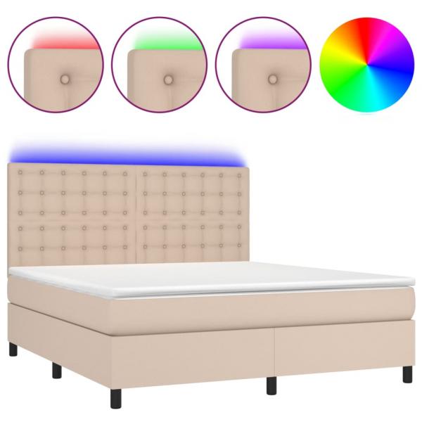 Boxspringbett mit Matratze & LED Cappuccino-Braun 180x200cm
